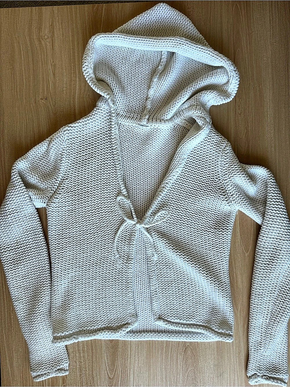 Hooded Knit Sweater in White Like New